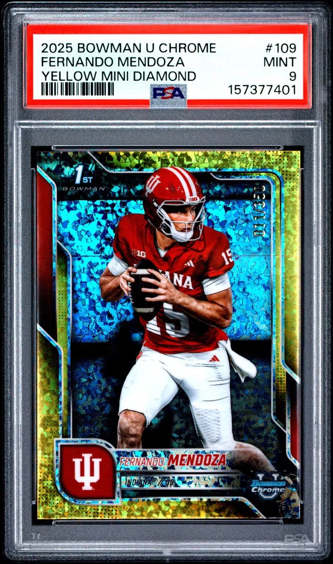 2025 #109 Fernando Mendoza PSA 9 Bowman University Chrome