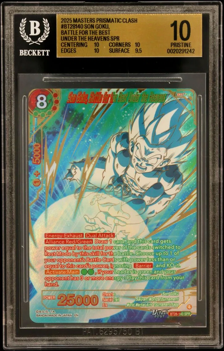 2025 #BT28140 Son Goku, Battle for the Best Under the Heavens SPR BGS 10 Dragon Ball Super Card Game Masters Prismatic Clash