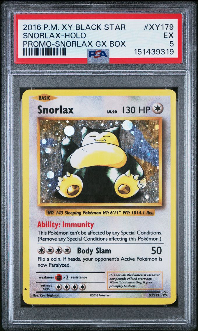 2016 #XY179 Snorlax-Holo PSA 5 XY Black Star Promo Pokemon