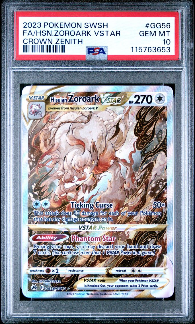 2023 #GG56 Full Art/Hisuian Zoroark Vstar PSA 10 Sword and Shield Crown Zenith