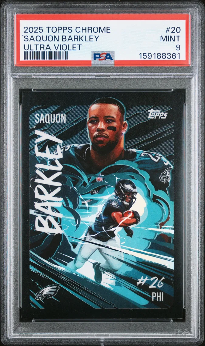2025 #20 Saquon Barkley PSA 9 Topps Chrome Ultra Violet