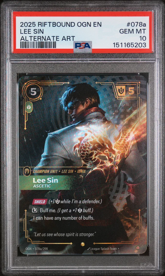 2025 #078a Lee Sin - Ascetic PSA 10 Riftbound: League of Legends Ogn-Origins