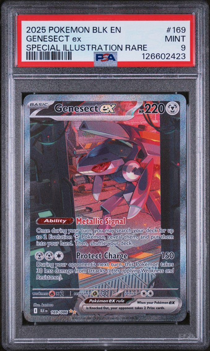 2025 #169 Genesect EX PSA 9 Blk EN-Black Bolt