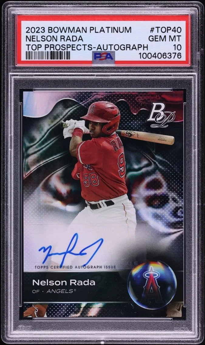 2023 #TOP-40 Nelson Rada Autograph PSA 10 Bowman Platinum Top Nelson Rada PROSPECT AUTO