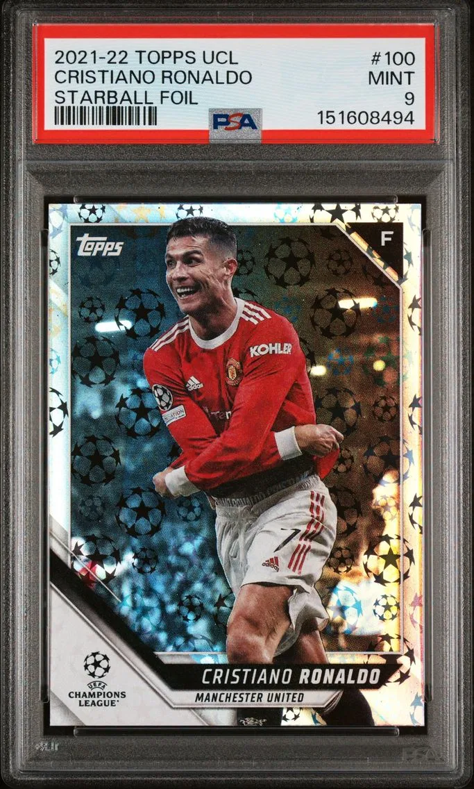 2021 #100 Cristiano Ronaldo PSA 9 Topps UEFA Champions League