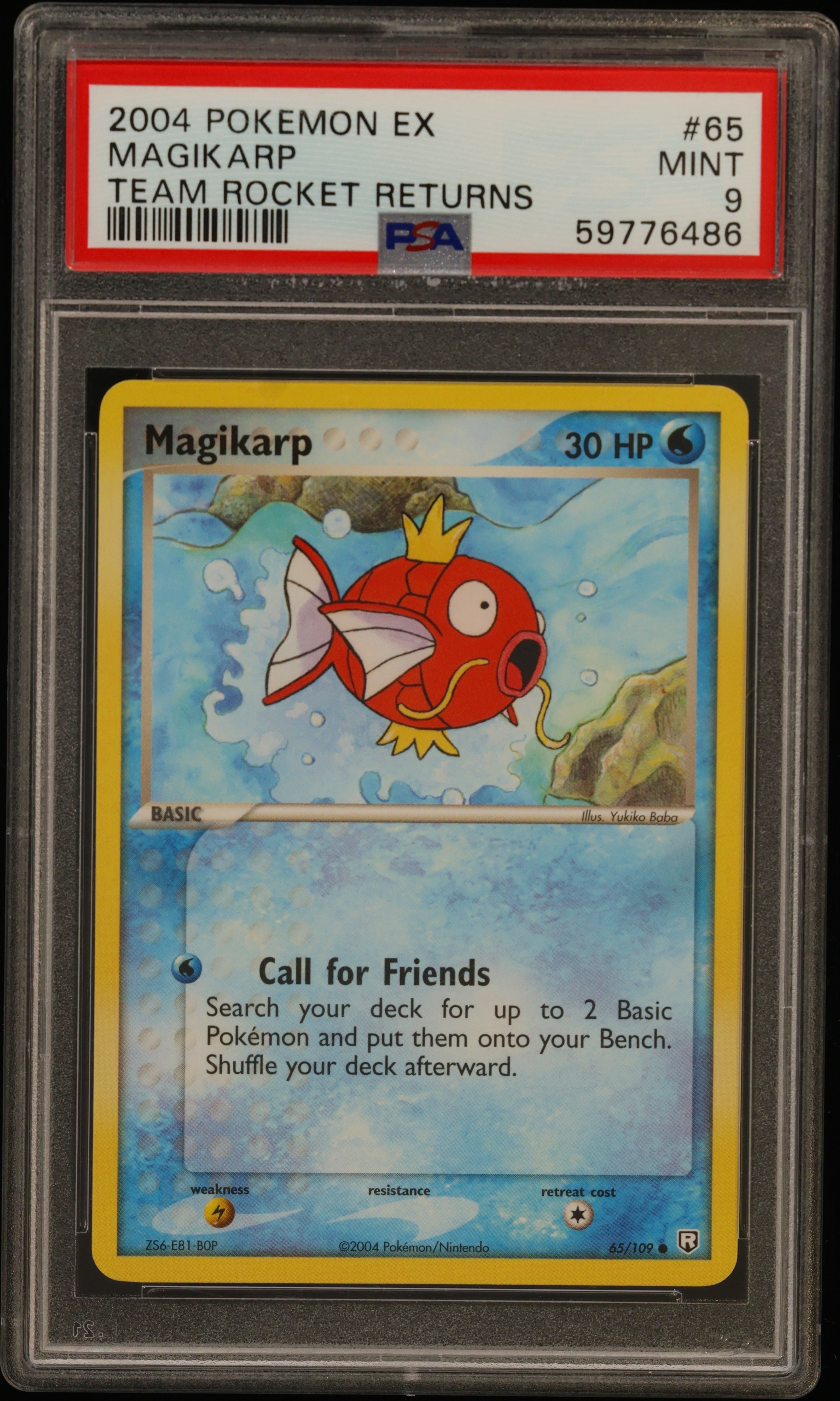 2004 #65 Magikarp PSA 9 Ex Team Rocket Returns