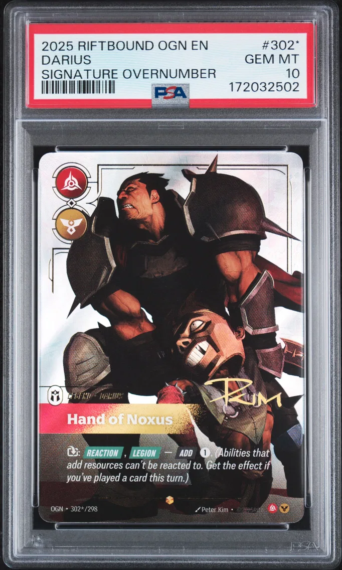 2025 #302* Darius - Hand of Noxus PSA 10 Riftbound: League of Legends Ogn-Origins