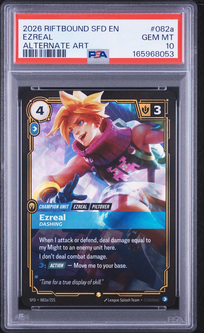 2026 #082a Ezreal - Dashing PSA 10 Riftbound: League of Legends Sfd-Spiritforged