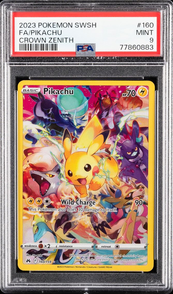 2023 #160 Full Art/Pikachu PSA 9 Sword and Shield Crown Zenith Pokemon