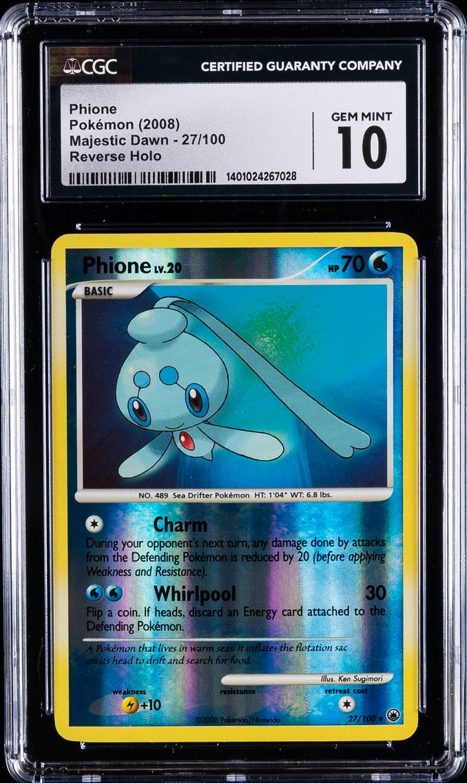 2008 #27 Phione CGC 10 Gem Mint Pokemon | Majestic Dawn - Reverse Holo