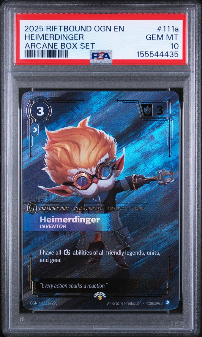 2025 #111a Heimerdinger - Inventor PSA 10 Riftbound: League of Legends Ogn-Origins