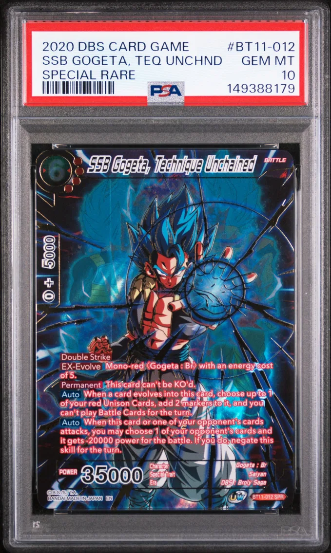 2020 #BT11-012 SSB Gogeta, Technique Unchained PSA 10 Dragon Ball Super Card Game Series 11 Vermilion Bloodline
