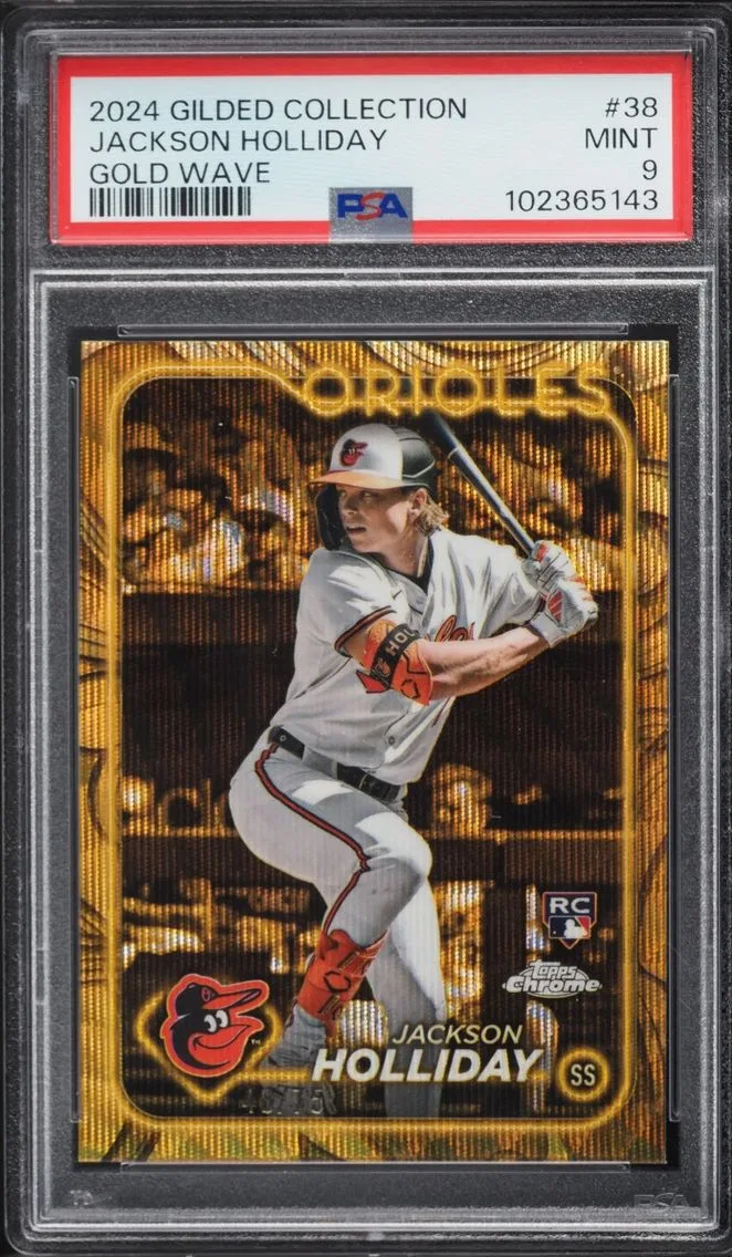 2024 #38 Jackson Holliday PSA 9 Topps Gilded Collection Gold Wave ROOKIE /75