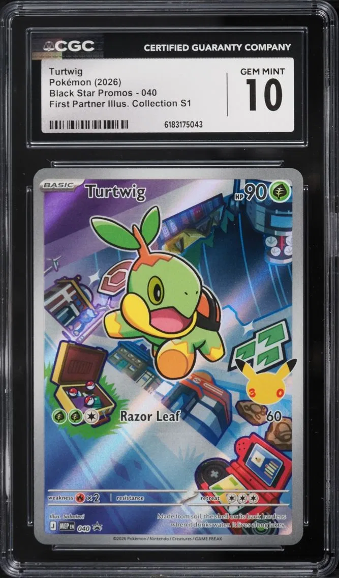 2026 #40 Turtwig CGC 10 Pokemon Mega Evolution Promo First Partner Illustration Full Art
