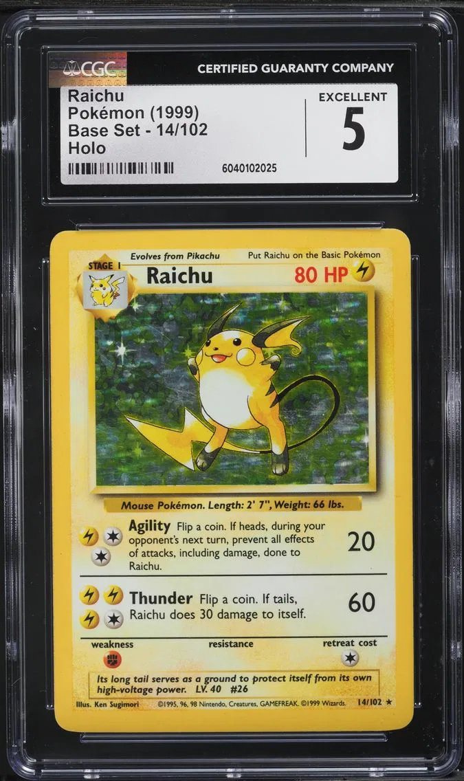 1999 #14 BASE SET HOLO RAICHU CGC 5 POKEMON