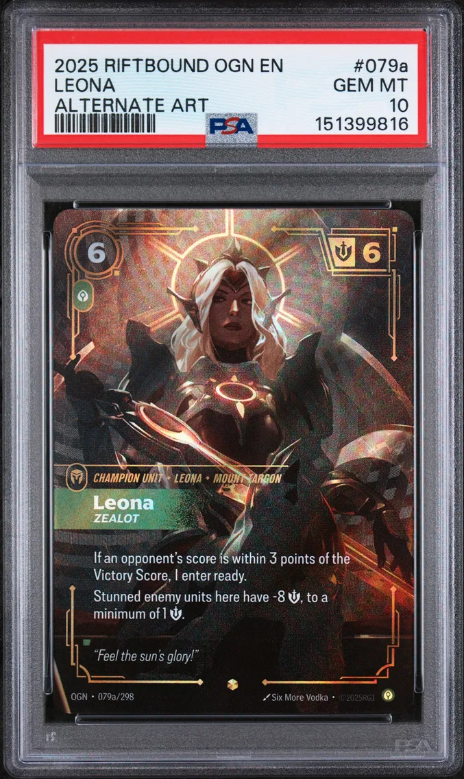2025 #079a Leona - Zealot PSA 10 Riftbound: League of Legends Ogn-Origins