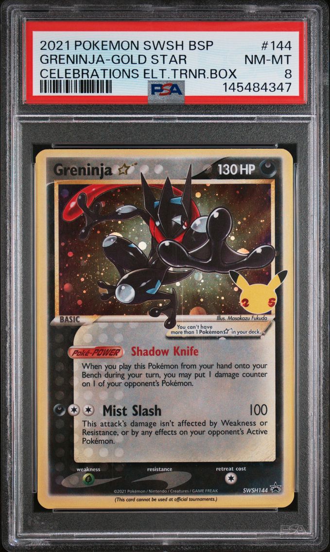 2021 #144 Greninja-Gold Star PSA 8 Swsh Black Star Promo