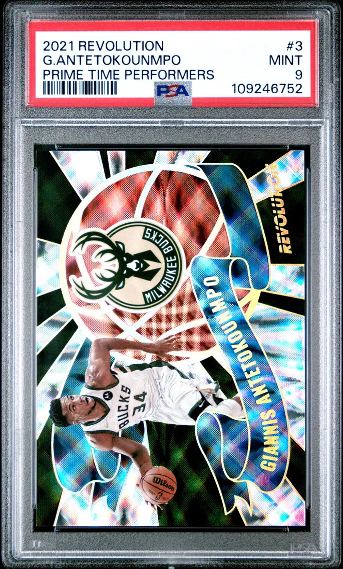 2021 #3 Giannis Antetokounmpo PSA 9 Panini Revolution Prime Time Performers