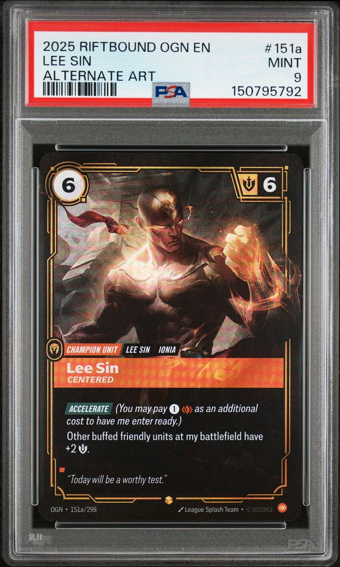 2025 #151a Lee Sin - Centered PSA 9 Riftbound: League of Legends Ogn-Origins