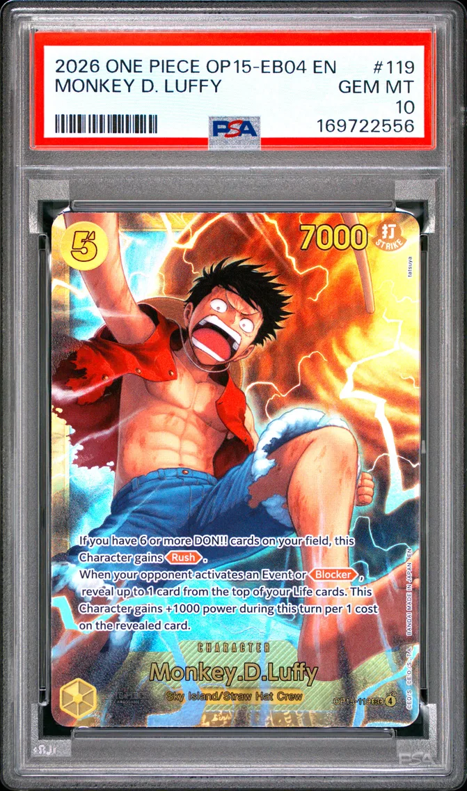2026 #119 Monkey D. Luffy PSA 10 One Piece OP15-EB04-Adventure on Kami's Island