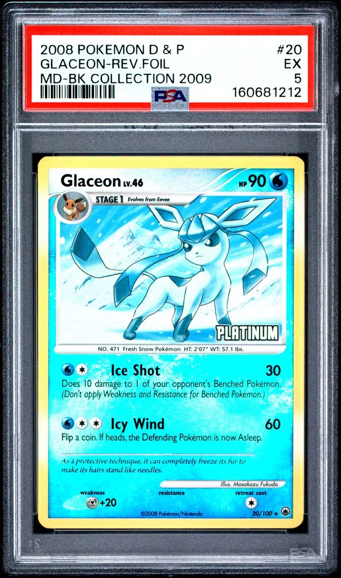 2008 #20 GLACEON-REV.FOIL PSA 5 Diamond & Pearl Majestic Dawn