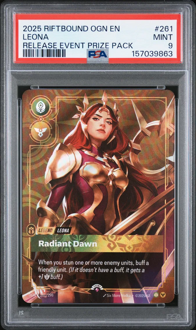2025 #261 Leona - Radiant Dawn PSA 9 Riftbound: League of Legends Ogn-Origins