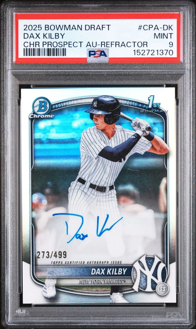2025 #CPA-DK Dax Kilby PSA 9 Bowman Draft Chrome Prospect Autographs