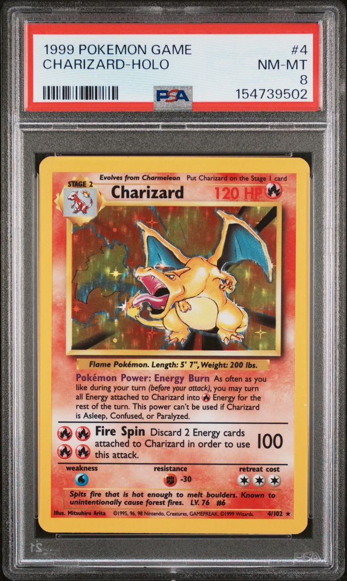 1999 #4 Charizard-Holo PSA 8 Game