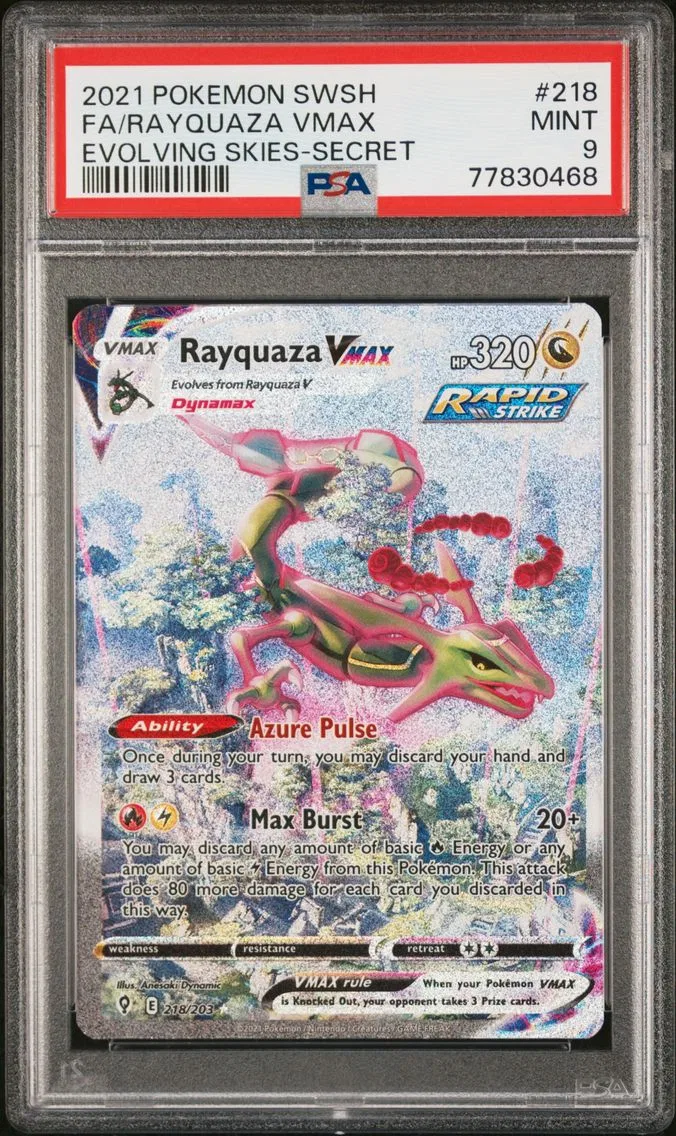 2021 #218 Full Art/Rayquaza Vmax PSA 9 Sword & Shield Evolving Skies