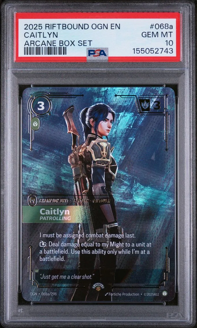 2025 #068a Caitlyn - Patrolling PSA 10 Riftbound: League of Legends Ogn-Origins