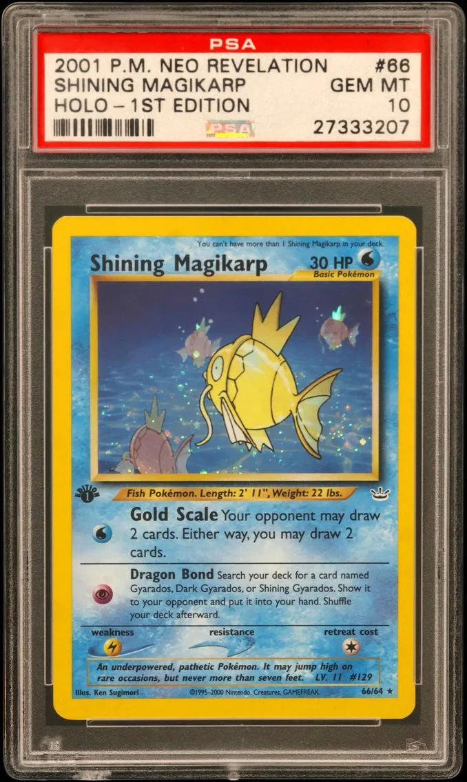 2001 #66 Shining Magikarp-Holo 1st Edition PSA 10 Neo Revelation