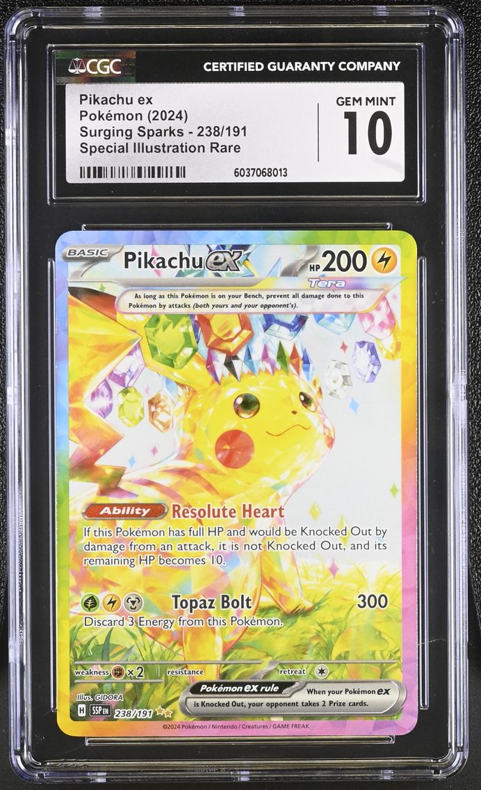2024 #238 Pikachu ex CGC 10 Surging Sparks - SSP EN - English