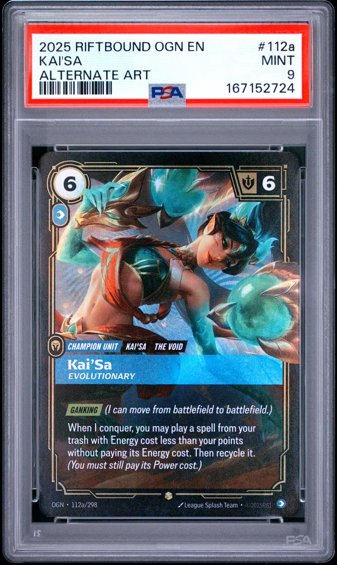 2025 #112a Kai'SA - Evolutionary PSA 9 Riftbound: League of Legends Ogn-Origins