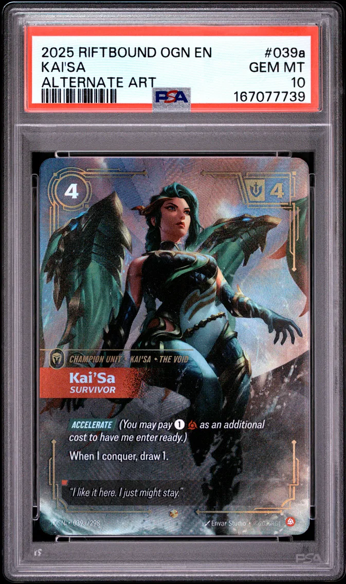 2025 #039a Kai'SA - Survivor PSA 10 Riftbound: League of Legends Ogn-Origins