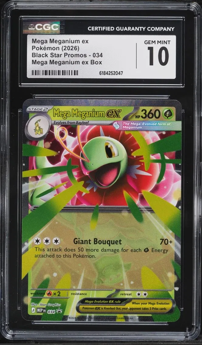 2026 #34 Mega Meganium EX CGC 10 Pokemon Mega Evolution Black Star Promo