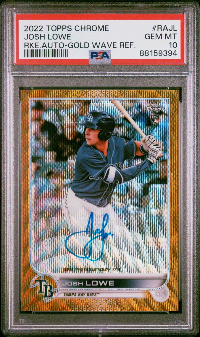 2022 #RAJL Josh Lowe PSA 10 Topps Chrome Rookie Autographs