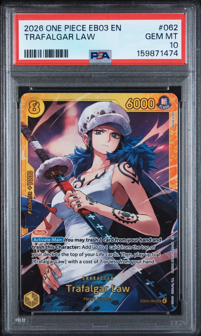 2026 #062 Trafalgar Law PSA 10 One Piece EB03-Extra Booster -One Piece Heroines Edition-