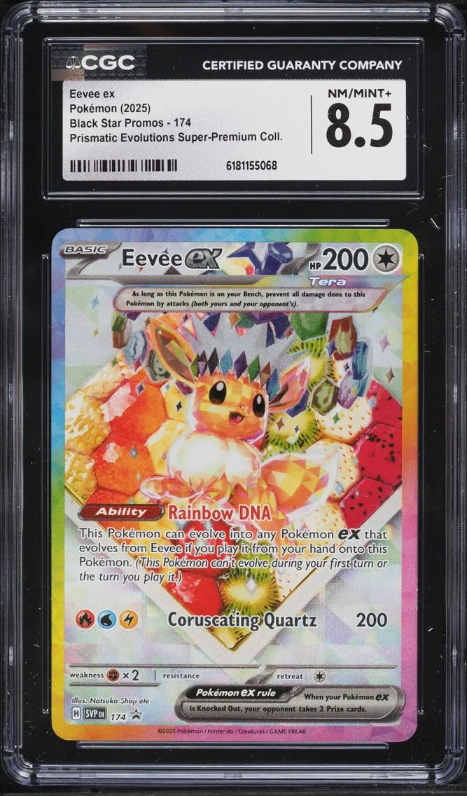 2025 Pokemon Scarlet & Violet Promo Prismatic Evolutions Premium Holo Eevee EX #174 CGC 8.5