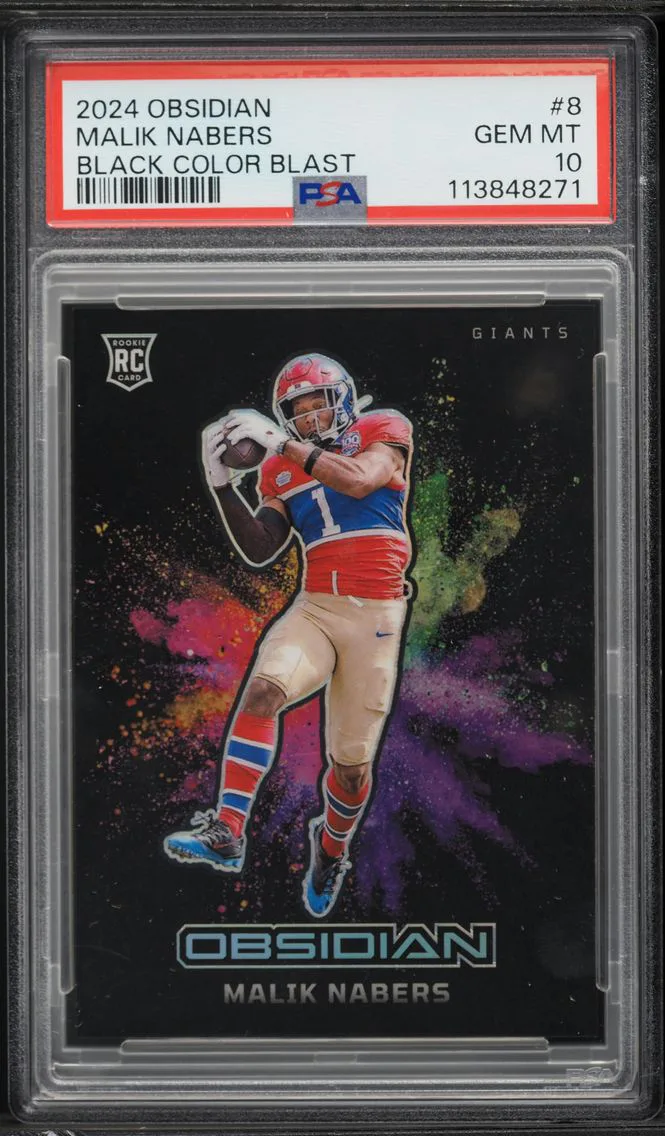2024 #8 Malik Nabers PSA 10 Panini Obsidian Black Color Blast Football
