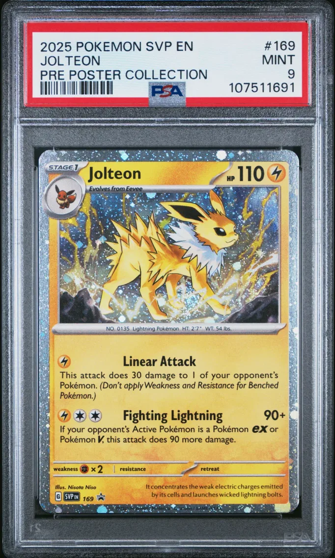 2025 Pokemon Svp EN-SV Black Star Promo Jolteon Svp EN-SV Black Star Promo #169 PSA 9