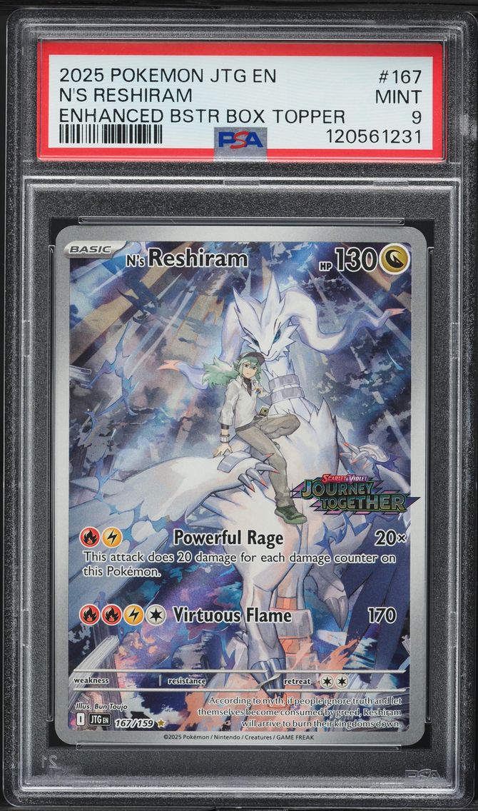 2025 #167 N's Reshiram PSA 9 Jtg EN-Journey Together Pokemon