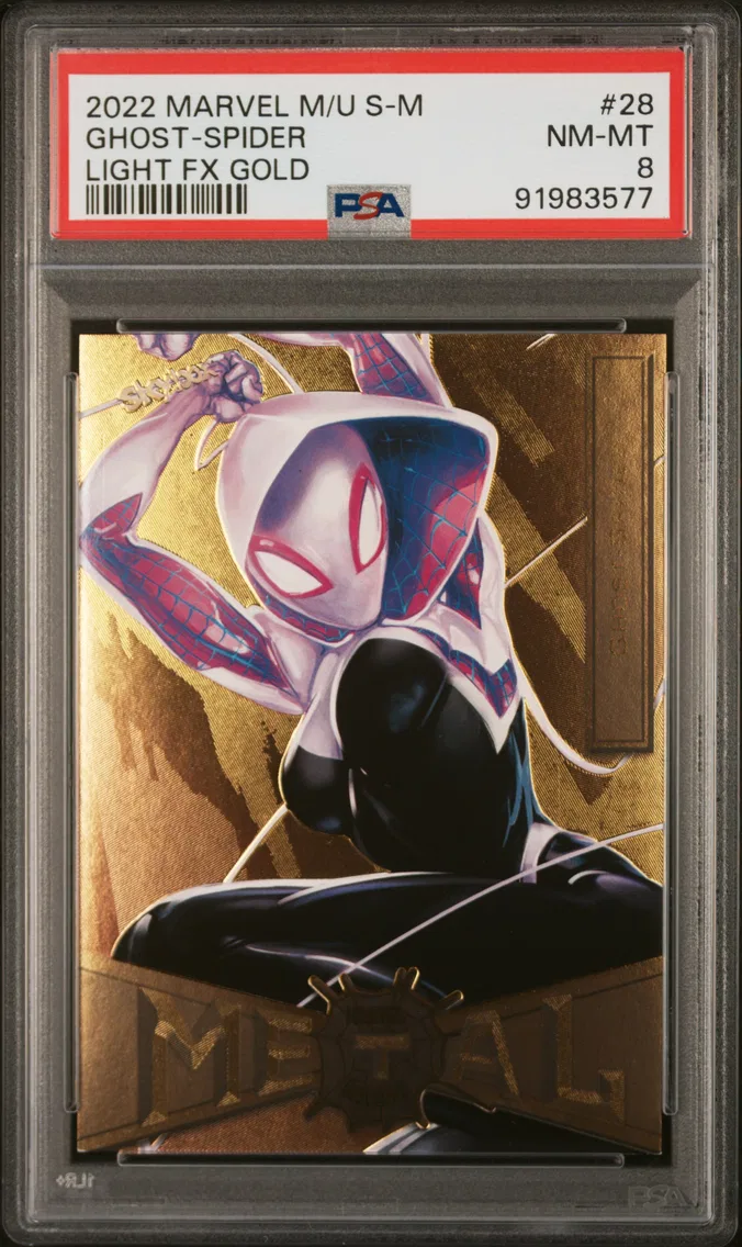 2022 #28 Ghost-Spider PSA 8 Skybox Marvel Metal Universe Spider-Man