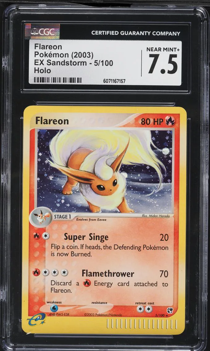 2003 #5 Flareon-Holo CGC 7.5 EX Sandstorm Pokemon