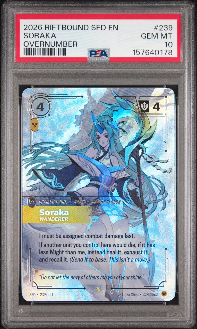 2026 #239 Soraka - Wanderer PSA 10 Riftbound: League of Legends Sfd-Spiritforged