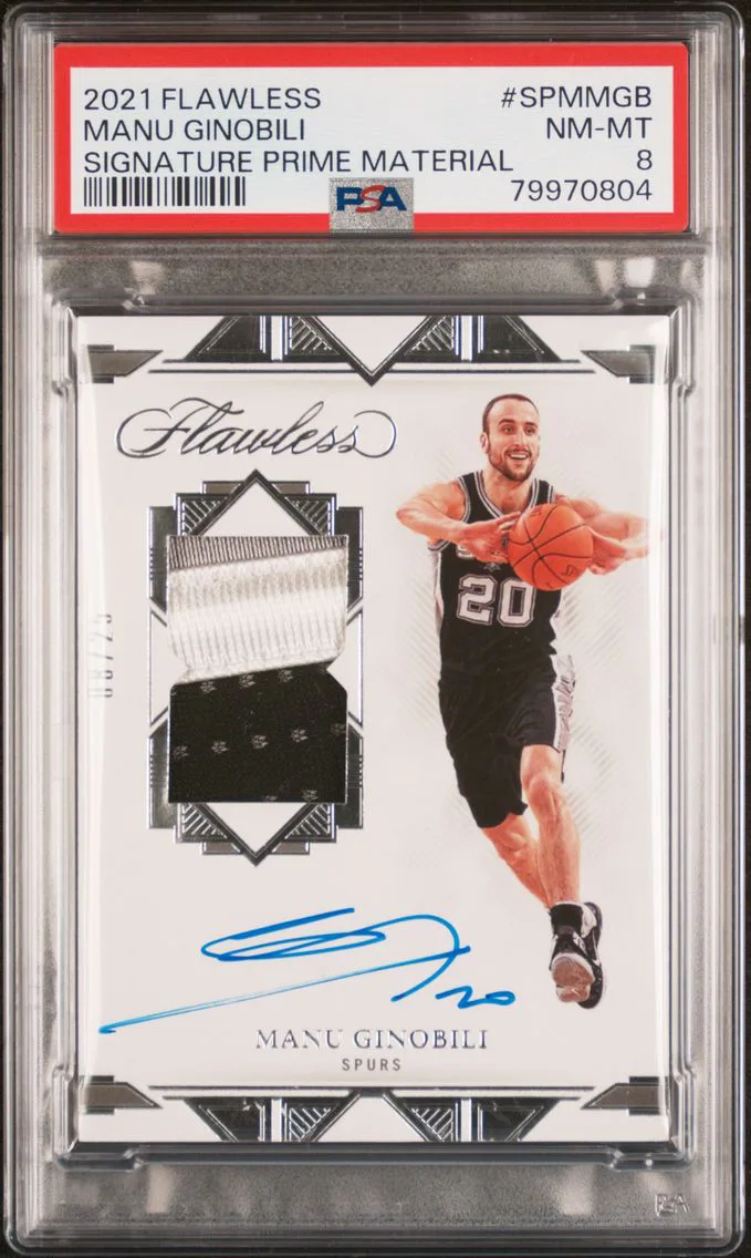 2021 #SPMMGB Manu Ginobili PSA 8 Panini Flawless Signature Prime Materials