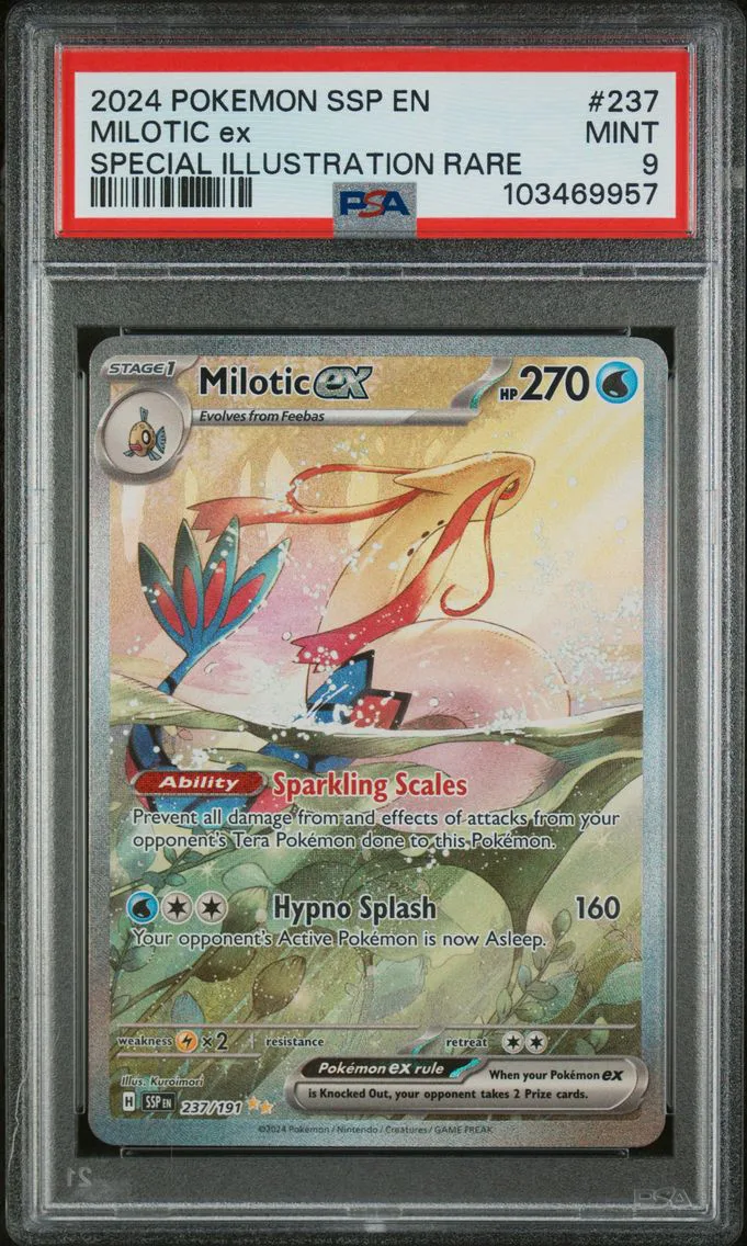 2024 #237 Milotic EX PSA 9 Ssp EN-Surging Sparks Pokemon