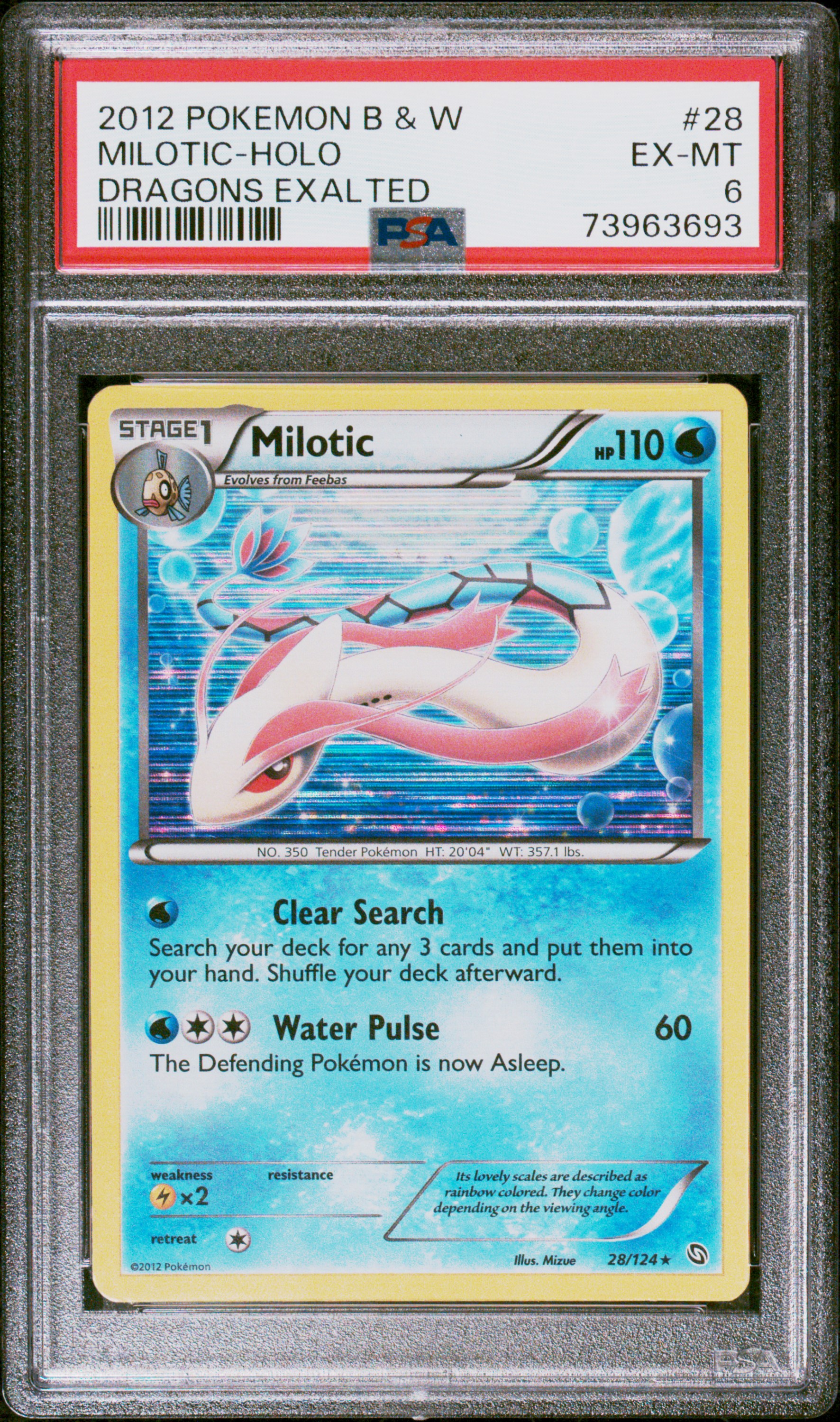 2012 #28 Milotic-Holo PSA 6 Black & White Dragons Exalted
