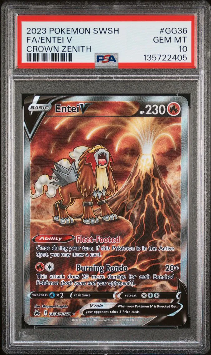 2023 #GG36 Full Art/Entei V PSA 10 Sword and Shield Crown Zenith