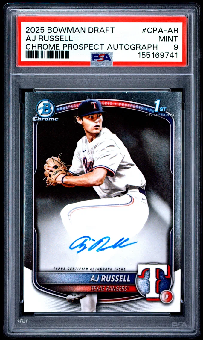2025 #CPA-AR AJ Russell PSA 9 Bowman Draft Chrome Prospect Autographs