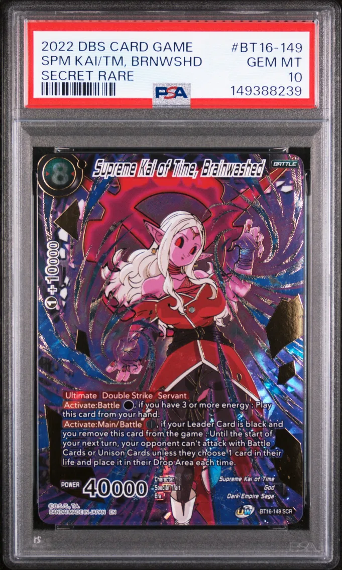 2022 #BT16-149 Supreme Kai of Time, Brainwashed PSA 10 Dragon Ball Super Card Game Series 16 Realm of the Gods